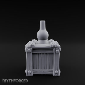 Bottle-Topped Plank-Bolted Storage Crate Miniature for Dungeons and Dragons, Pathfinder or other TTRPGs