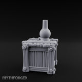 Bottle-Topped Plank-Bolted Storage Crate Miniature for Dungeons and Dragons, Pathfinder or other TTRPGs