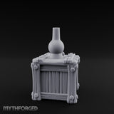Bottle-Topped Plank-Bolted Storage Crate Miniature for Dungeons and Dragons, Pathfinder or other TTRPGs