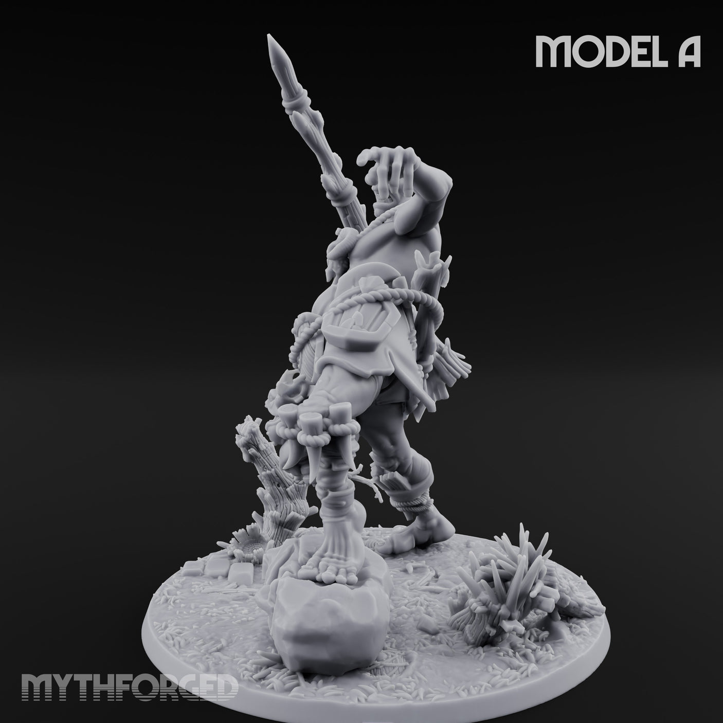 Boulder Launching Hill Giant Hunters A Miniature for Dungeons and Dragons, Pathfinder or other TTRPGs