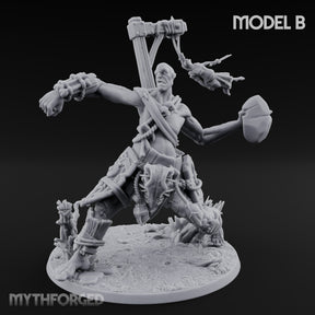 Boulder Launching Hill Giant Hunters B Miniature for Dungeons and Dragons, Pathfinder or other TTRPGs
