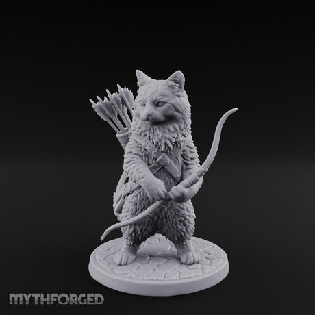 Bow Clutching Tabaxi Ranger Miniature for Dungeons and Dragons, Pathfinder or other TTRPGs