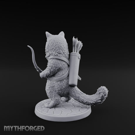 Bow Clutching Tabaxi Ranger Miniature for Dungeons and Dragons, Pathfinder or other TTRPGs