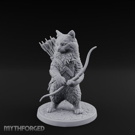 Bow Clutching Tabaxi Ranger Miniature for Dungeons and Dragons, Pathfinder or other TTRPGs