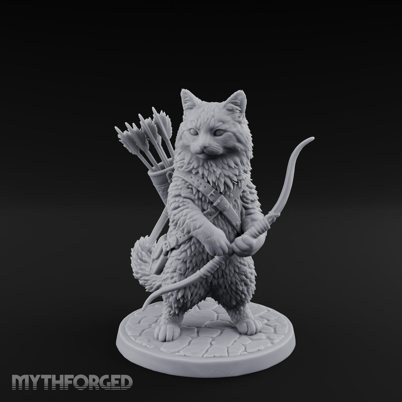 Bow Clutching Tabaxi Ranger Miniature for Dungeons and Dragons, Pathfinder or other TTRPGs