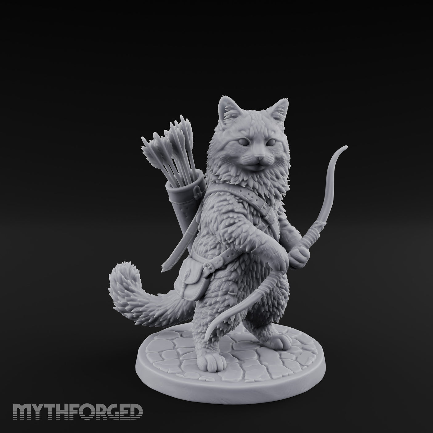 Bow Clutching Tabaxi Ranger Miniature for Dungeons and Dragons, Pathfinder or other TTRPGs
