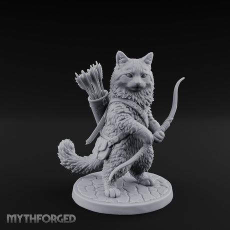 Bow Clutching Tabaxi Ranger Miniature for Dungeons and Dragons, Pathfinder or other TTRPGs