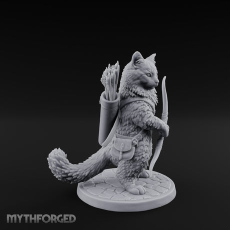 Bow Clutching Tabaxi Ranger Miniature for Dungeons and Dragons, Pathfinder or other TTRPGs