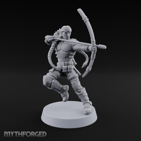 Bow Drawing Human Archer Miniature for Dungeons and Dragons, Pathfinder or other TTRPGs