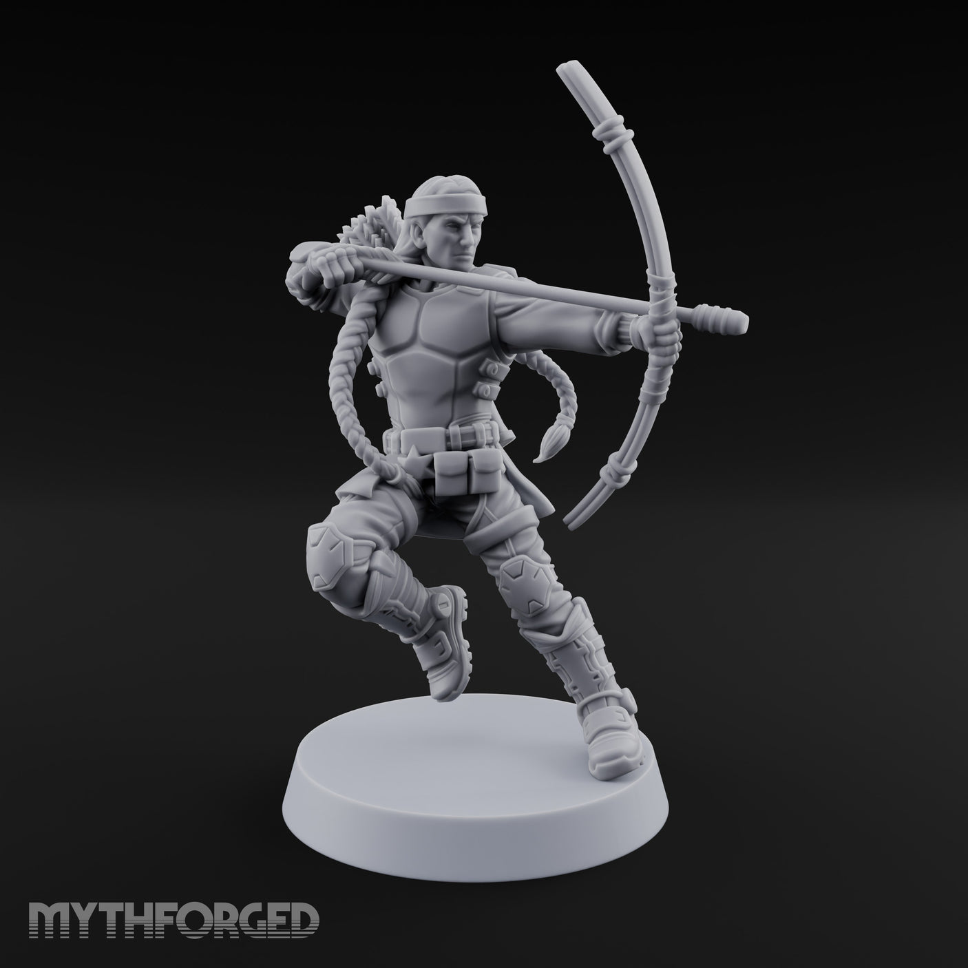 Bow Drawing Human Archer Miniature for Dungeons and Dragons, Pathfinder or other TTRPGs