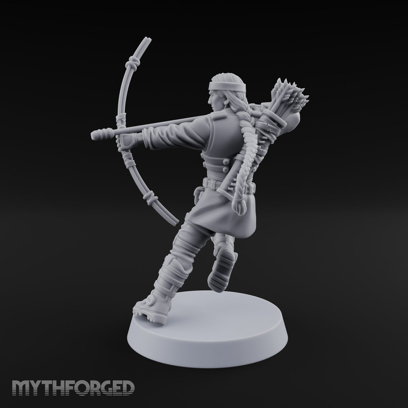 Bow Drawing Human Archer Miniature for Dungeons and Dragons, Pathfinder or other TTRPGs