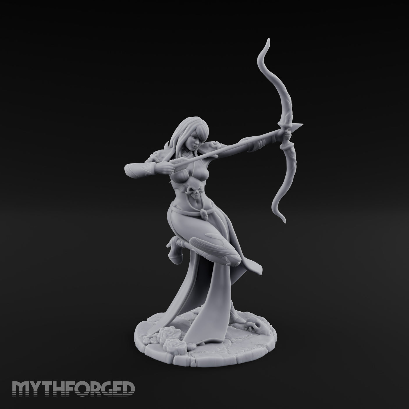 Bow Drawn Human Archer Miniature for Dungeons and Dragons, Pathfinder or other TTRPGs