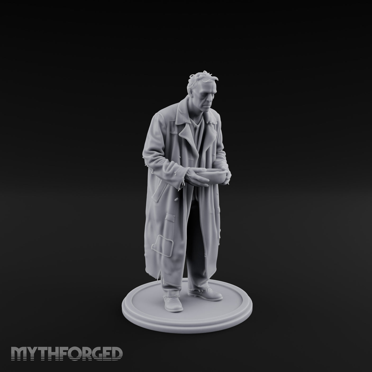 Bowl Clutching Human Beggar Miniature for Dungeons and Dragons, Pathfinder or other TTRPGs