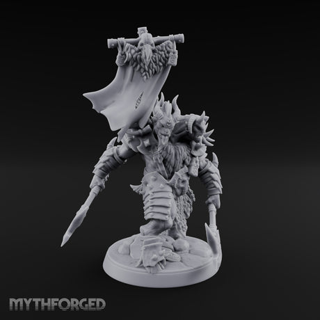 Beneath the War Banner Two-Headed Beastman Chieftain — With Banner