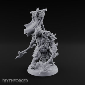Beneath the War Banner Two-Headed Beastman Chieftain — With Banner