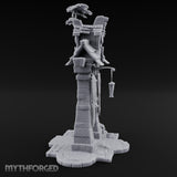 Branch-Crowned Rope-Hung Village Bell Tower Shrine Miniature for Dungeons and Dragons, Pathfinder or other TTRPGs