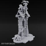 Branch-Crowned Rope-Hung Village Bell Tower Shrine Miniature for Dungeons and Dragons, Pathfinder or other TTRPGs