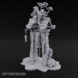 Branch-Crowned Rope-Hung Village Bell Tower Shrine Miniature for Dungeons and Dragons, Pathfinder or other TTRPGs