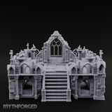 Brazier-Flanked Stair-Risen Gothic Cathedral Dais Miniature for Dungeons and Dragons, Pathfinder or other TTRPGs