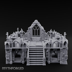 Brazier-Flanked Stair-Risen Gothic Cathedral Dais Miniature for Dungeons and Dragons, Pathfinder or other TTRPGs