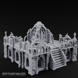Brazier-Flanked Stair-Risen Gothic Cathedral Dais Miniature for Dungeons and Dragons, Pathfinder or other TTRPGs