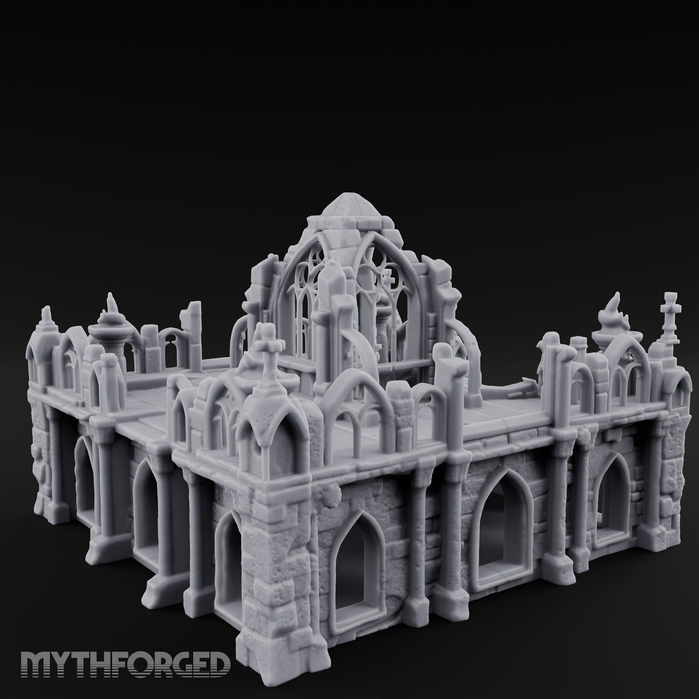 Brazier-Flanked Stair-Risen Gothic Cathedral Dais Miniature for Dungeons and Dragons, Pathfinder or other TTRPGs