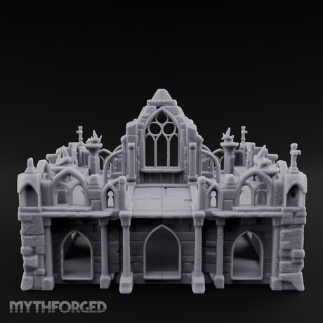 Brazier-Flanked Stair-Risen Gothic Cathedral Dais Miniature for Dungeons and Dragons, Pathfinder or other TTRPGs