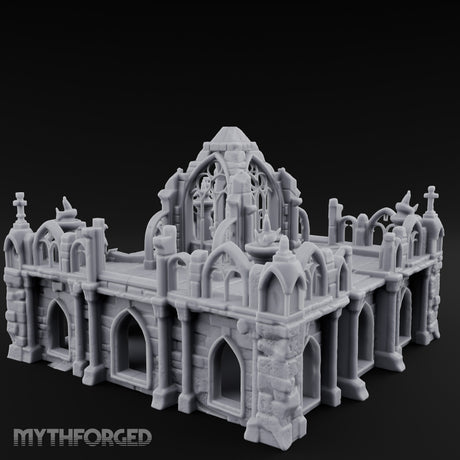 Brazier-Flanked Stair-Risen Gothic Cathedral Dais Miniature for Dungeons and Dragons, Pathfinder or other TTRPGs