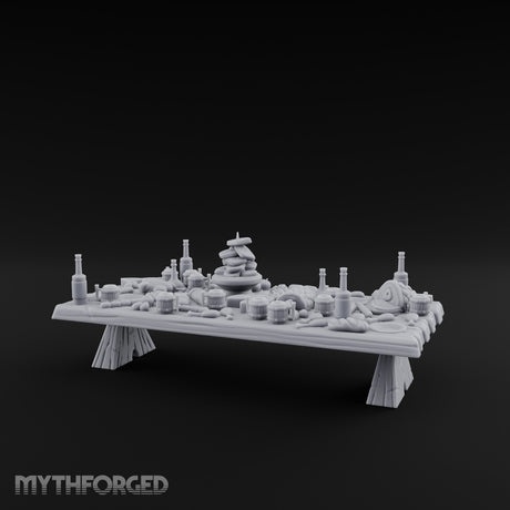 Bread-Piled Flagon-Crowded Feast Banquet Table Miniature for Dungeons and Dragons, Pathfinder or other TTRPGs