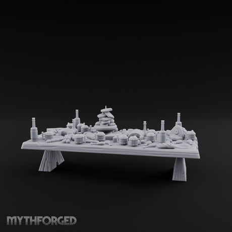 Bread-Piled Flagon-Crowded Feast Banquet Table Miniature for Dungeons and Dragons, Pathfinder or other TTRPGs