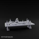 Bread-Piled Flagon-Crowded Feast Banquet Table Miniature for Dungeons and Dragons, Pathfinder or other TTRPGs