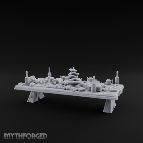 Bread-Piled Flagon-Crowded Feast Banquet Table Miniature for Dungeons and Dragons, Pathfinder or other TTRPGs