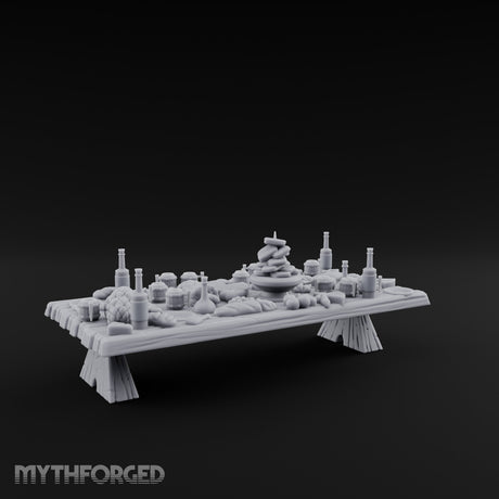 Bread-Piled Flagon-Crowded Feast Banquet Table Miniature for Dungeons and Dragons, Pathfinder or other TTRPGs