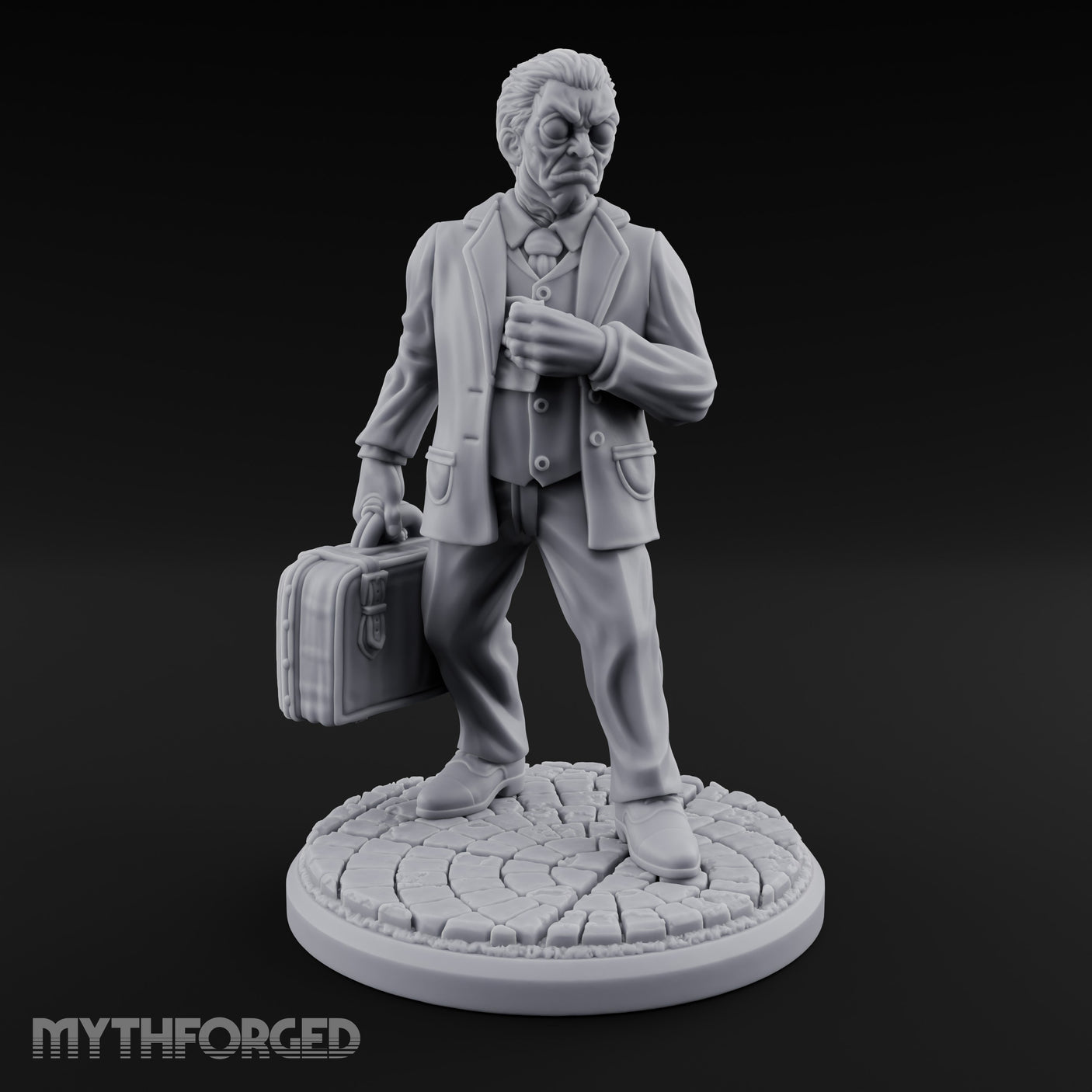 Briefcase Clutching Hybrid Valet Miniature for Dungeons and Dragons, Pathfinder or other TTRPGs
