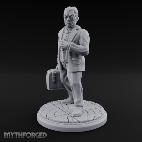 Briefcase Clutching Hybrid Valet Miniature for Dungeons and Dragons, Pathfinder or other TTRPGs
