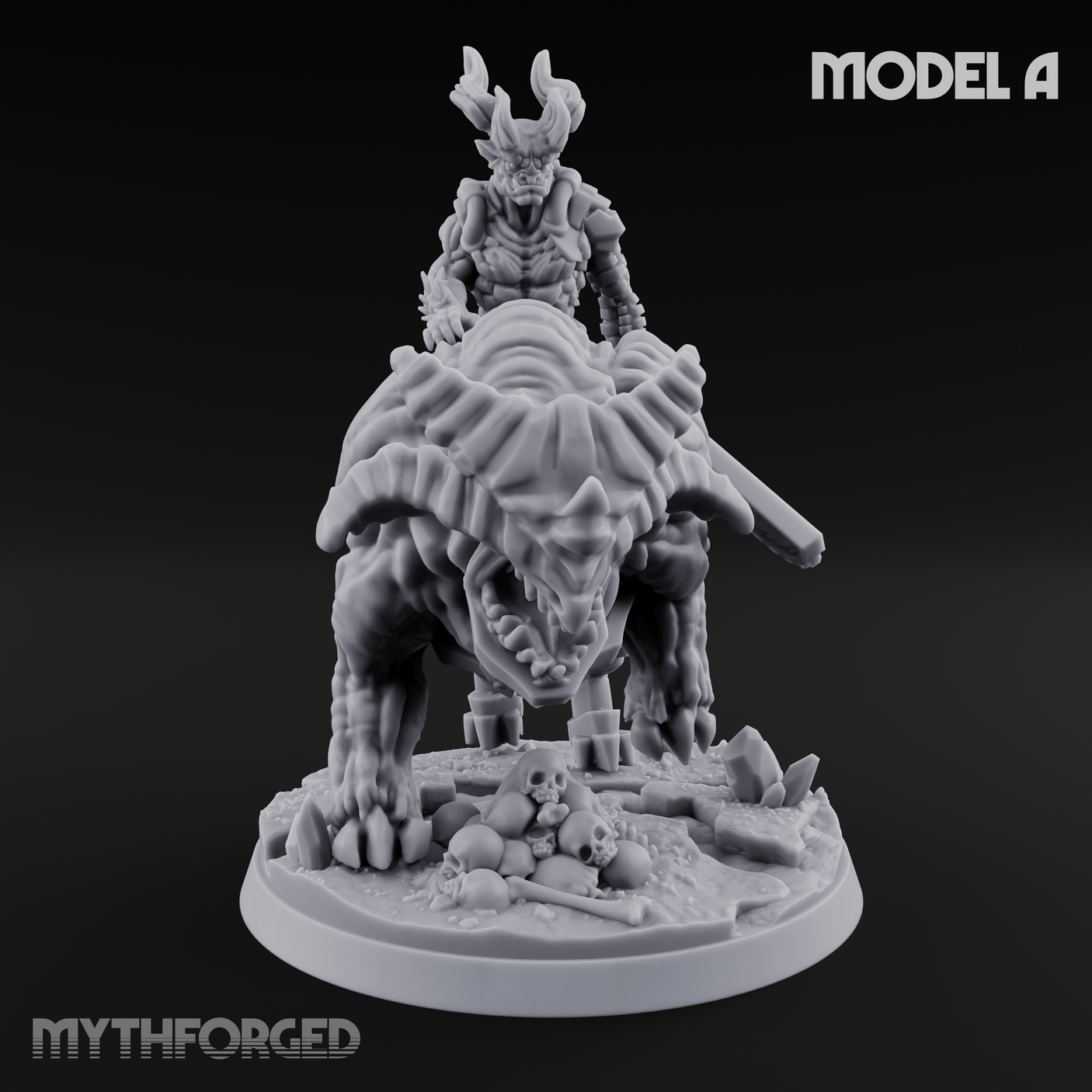 Mounted And Crowned Demon Warlord Miniature for Dungeons and Dragons, Pathfinder or other TTRPGs