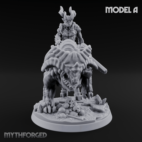 Mounted And Crowned Demon Warlord Miniature for Dungeons and Dragons, Pathfinder or other TTRPGs