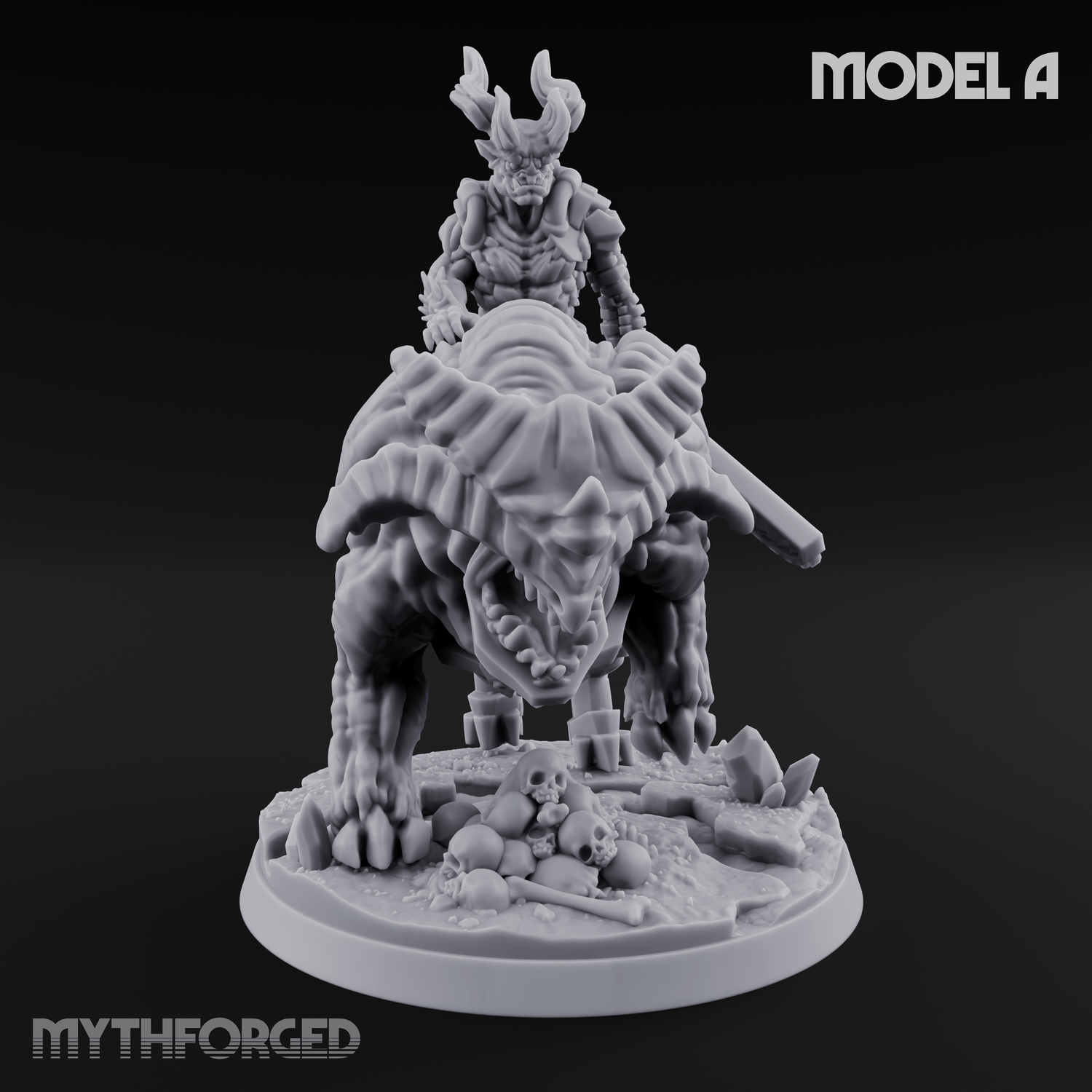 Mounted And Crowned Demon Warlord A Miniature for Dungeons and Dragons, Pathfinder or other TTRPGs