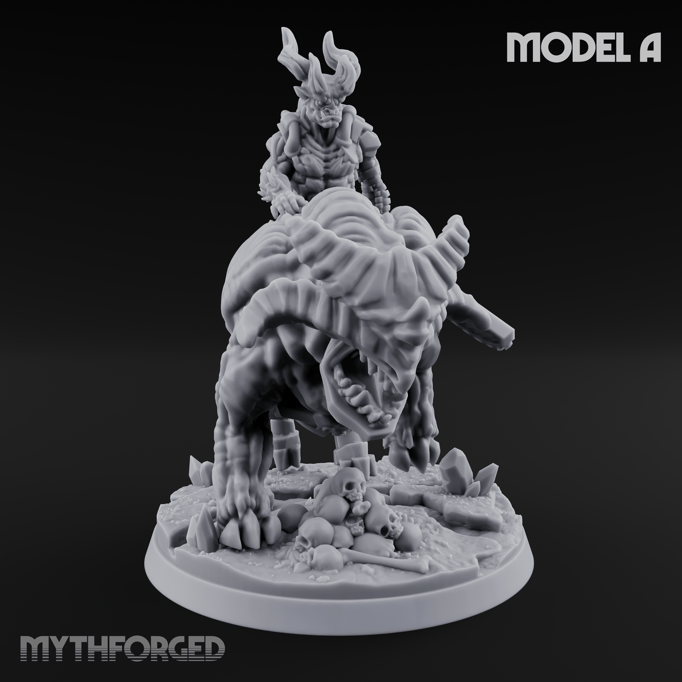Mounted And Crowned Demon Warlord Miniature for Dungeons and Dragons, Pathfinder or other TTRPGs