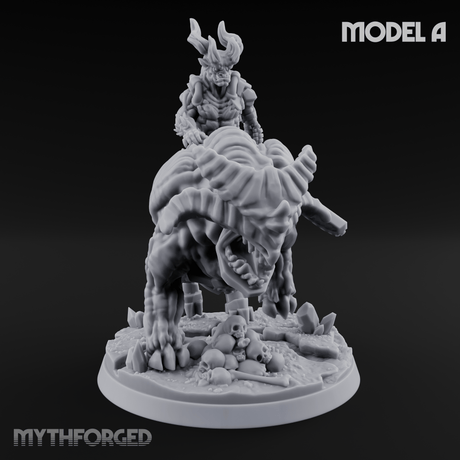 Mounted And Crowned Demon Warlord Miniature for Dungeons and Dragons, Pathfinder or other TTRPGs