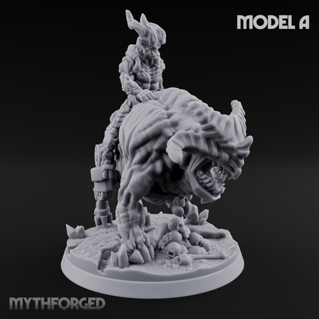 Mounted And Crowned Demon Warlord A Miniature for Dungeons and Dragons, Pathfinder or other TTRPGs