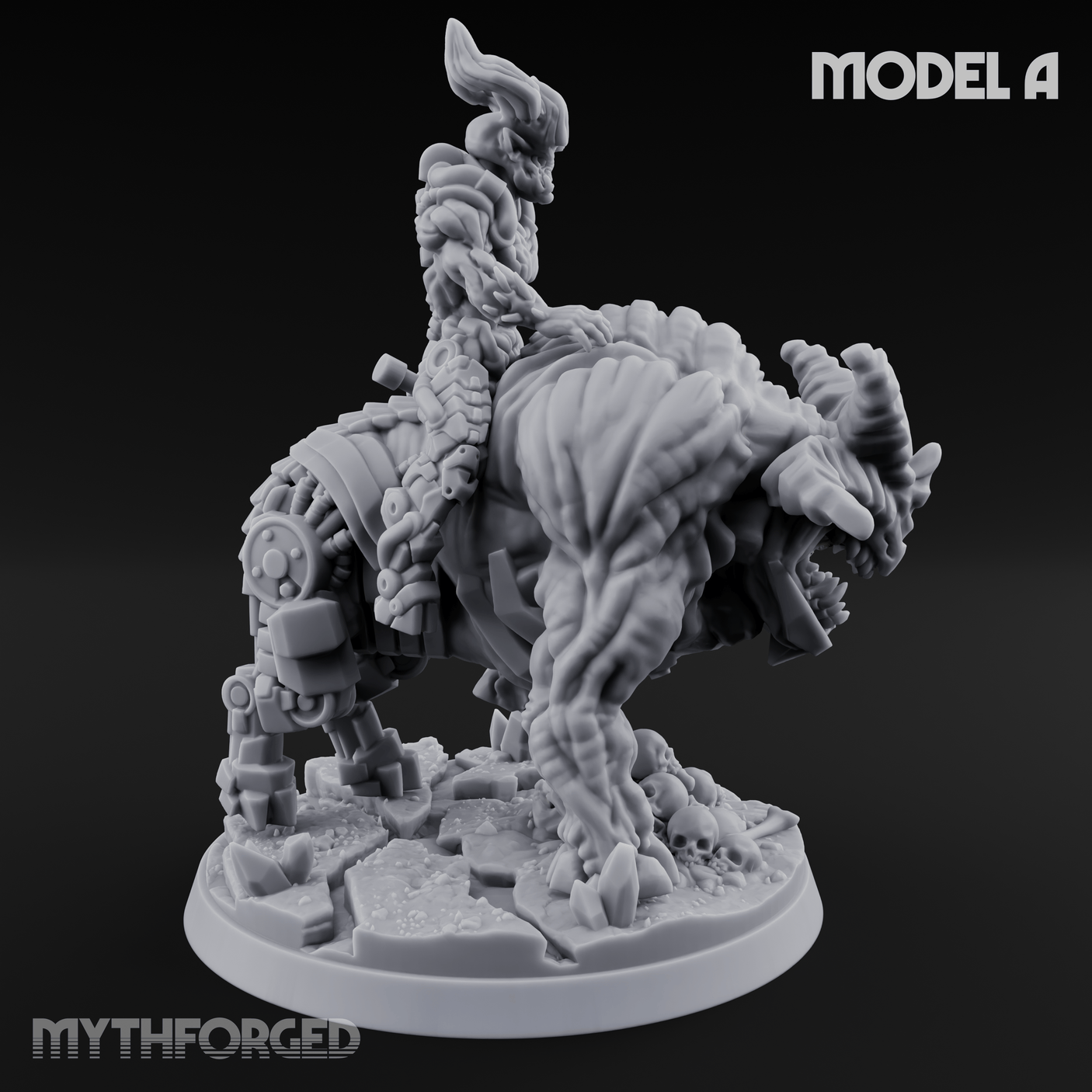 Mounted And Crowned Demon Warlord A Miniature for Dungeons and Dragons, Pathfinder or other TTRPGs