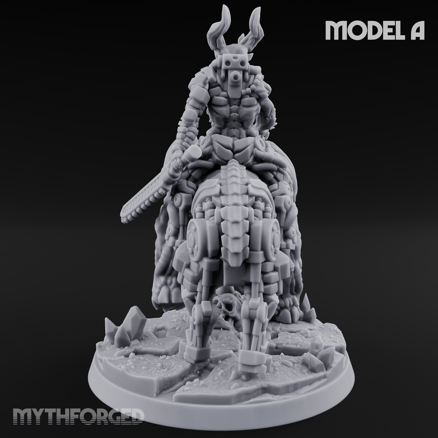 Mounted And Crowned Demon Warlord A Miniature for Dungeons and Dragons, Pathfinder or other TTRPGs