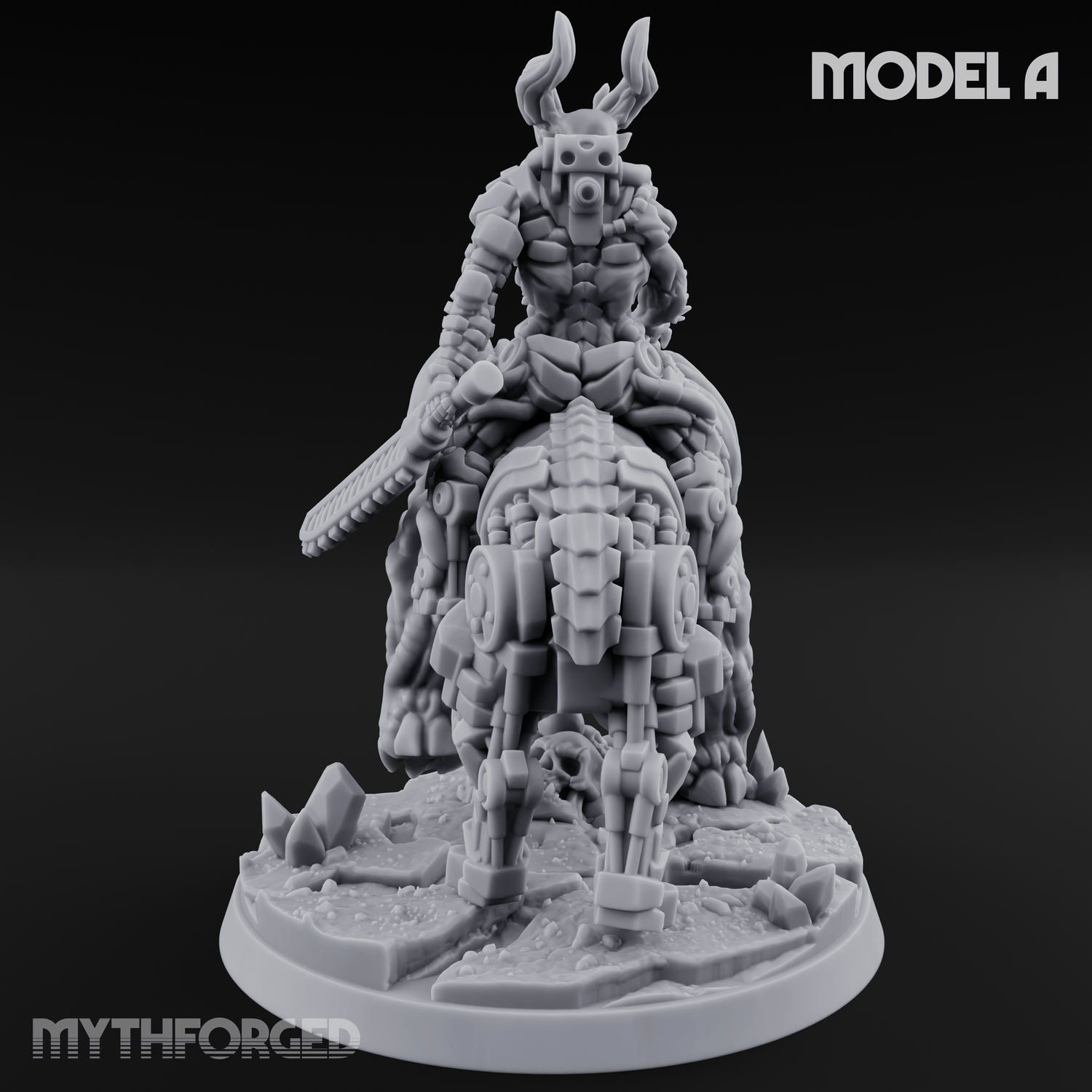 Mounted And Crowned Demon Warlord A Miniature for Dungeons and Dragons, Pathfinder or other TTRPGs