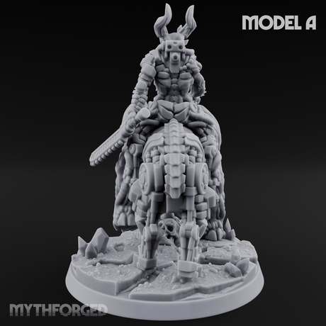 Mounted And Crowned Demon Warlord A Miniature for Dungeons and Dragons, Pathfinder or other TTRPGs