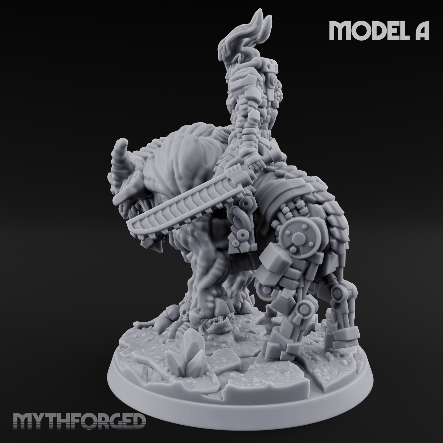 Mounted And Crowned Demon Warlord A Miniature for Dungeons and Dragons, Pathfinder or other TTRPGs