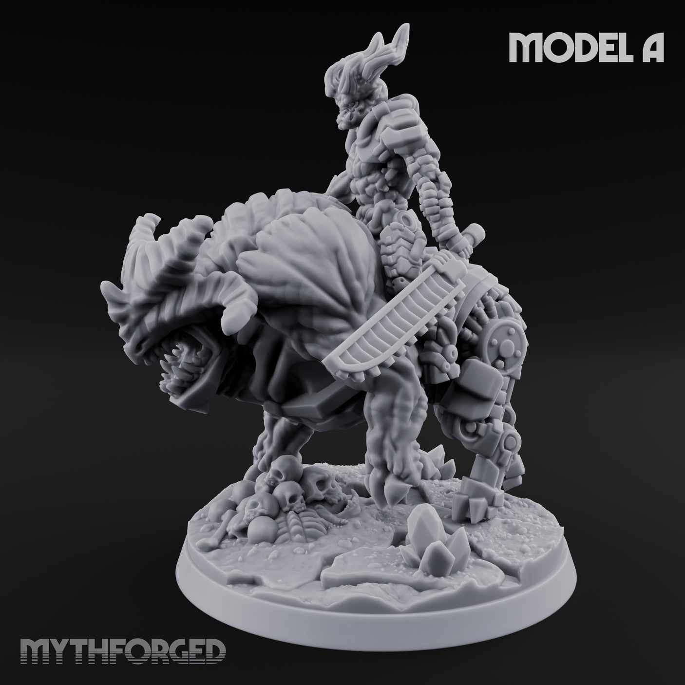 Mounted And Crowned Demon Warlord A Miniature for Dungeons and Dragons, Pathfinder or other TTRPGs