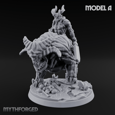 Mounted And Crowned Demon Warlord A Miniature for Dungeons and Dragons, Pathfinder or other TTRPGs