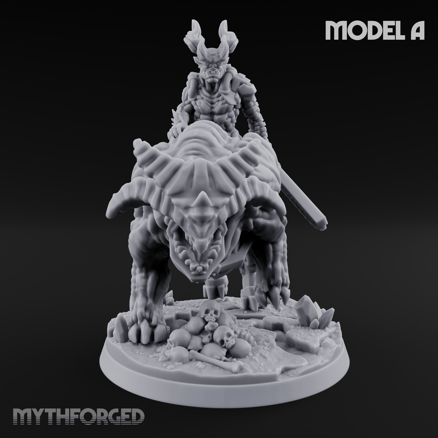 Mounted And Crowned Demon Warlord A Miniature for Dungeons and Dragons, Pathfinder or other TTRPGs