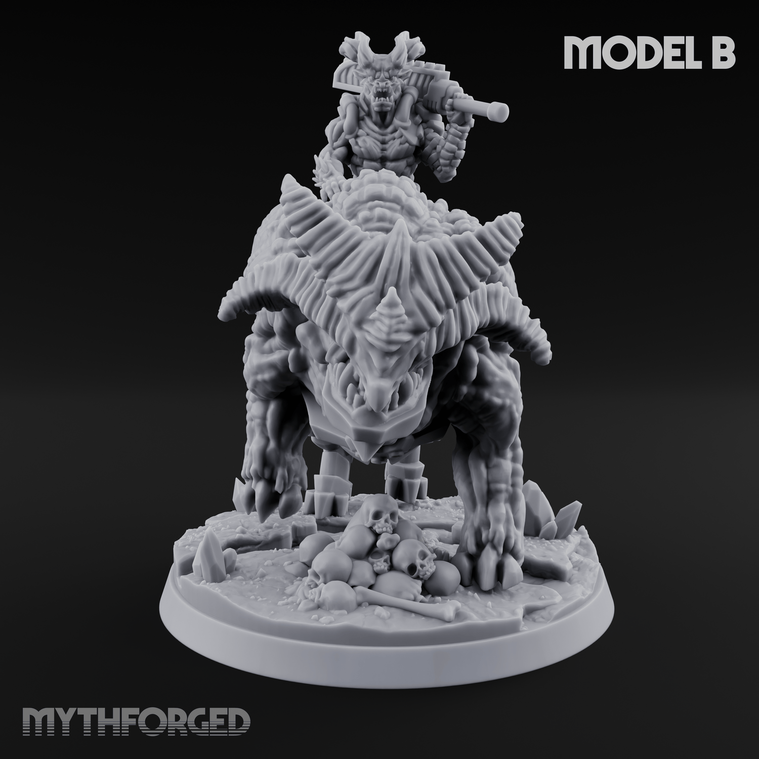 Mounted And Crowned Demon Warlord Miniature for Dungeons and Dragons, Pathfinder or other TTRPGs